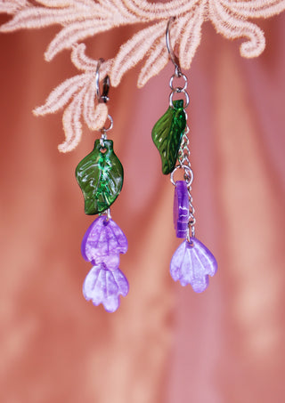 Tiny Shimmering Petals Purple Earrings
