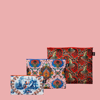 Peacock, Toile de Jouy, Tapestry - Recycled Zip Pockets