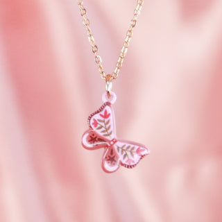 Rosy Butterfly Necklace