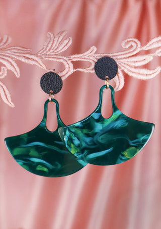 Green Fan Earrings