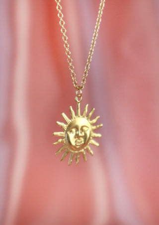Golden Sun Face Necklace