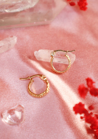 Hammered gold hoops