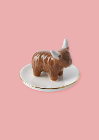 Bramble Farm Highland Cow Ring Dish In Gift Box