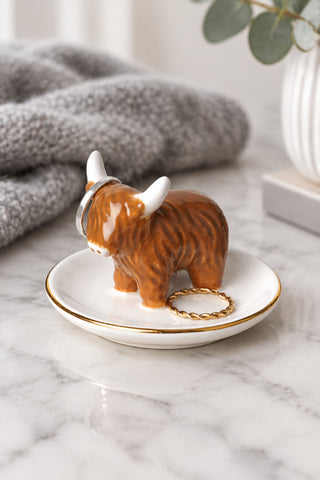 Bramble Farm Highland Cow Ring Dish In Gift Box