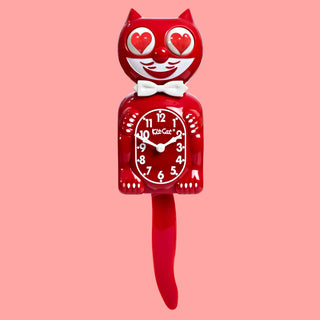 Classic Red Kit-Cat Klock with Heart Eyes