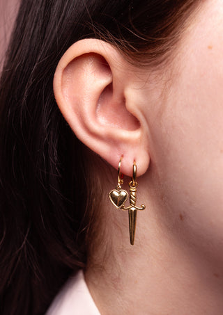 Tiny Daggers Hoops Gold