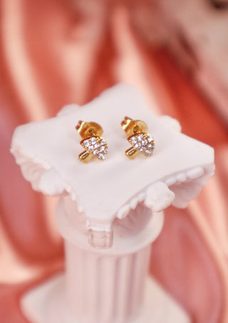 Tiny shiny mushroom stud earrings