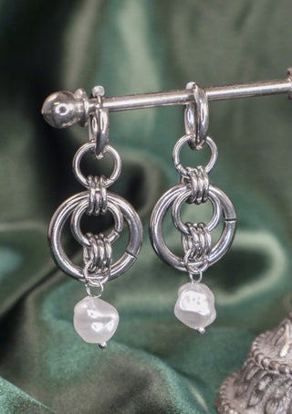 Pearl Chainmail  Hoops