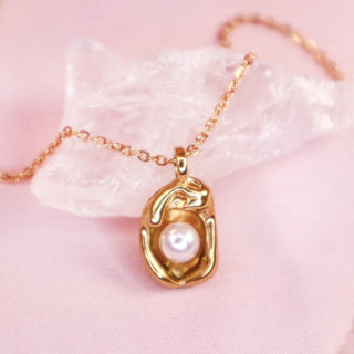 Gold Pearl Embrace Necklace