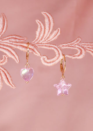 Pink Heart and Star Earrings