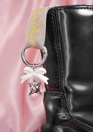Spike Ball White Bow Shoe Charm