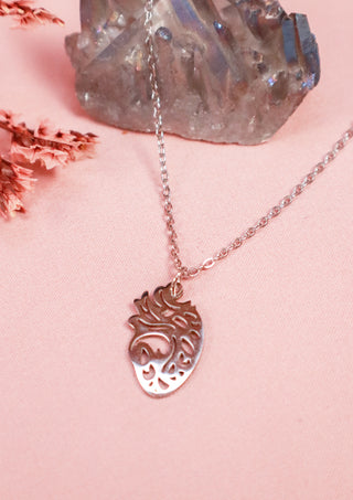 Anatomic Heart Necklace Silver