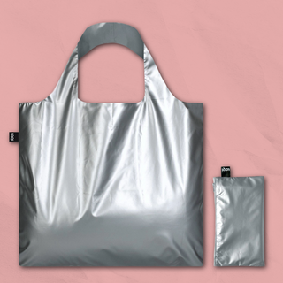 Metallic Silver Bag with Zip Pocket