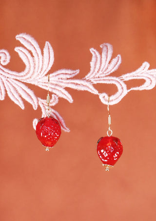 Glass Strawberry Earrings