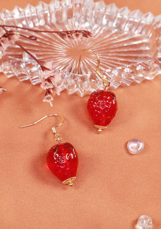 Glass Strawberry Earrings