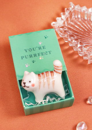 Tiny Matchbox Ceramic Token Cat