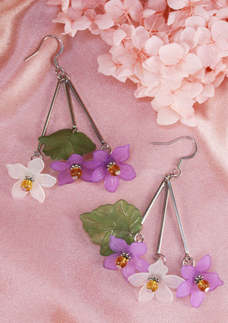 Purple/White Hepatica and Wood Anemone Earrings [ONLINE EXCLUSIVE] Forever Blossom Collection