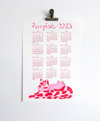 Cat calendar 2023 A3 risoprint by Tilda Mårtensson
