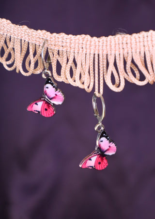 Fuscia butterfly mix & match earring
