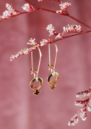 Golden venus hook earrings