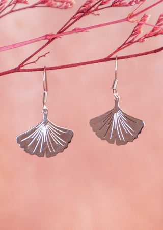 Small ginkgo silver earrings
