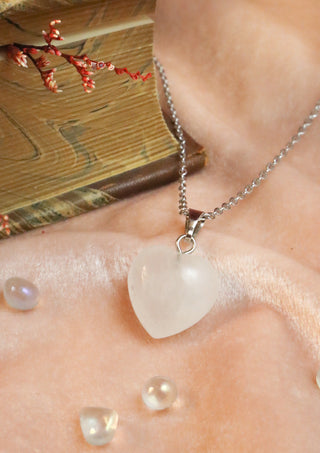 Clear Quartz heart necklace