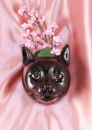 Lucky the black cat small wallvase