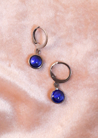 Klein blue glas stone mix & match earring