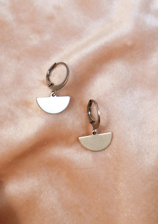 Silver semicircle mix & match earring