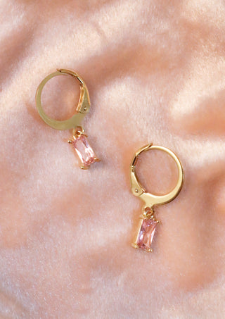 Pink glas stone mix & match earring