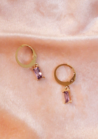 Lilac glas stone mix & match earring