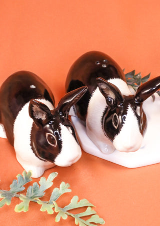Black and white dutch rabbits salt and pepper shakers