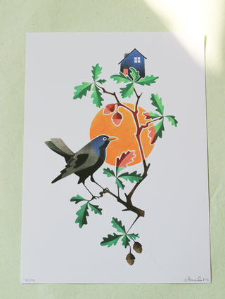 Bird signed and limited art print by Amanda Chanfreau