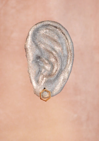 Golden pentagon stainless stud earrings