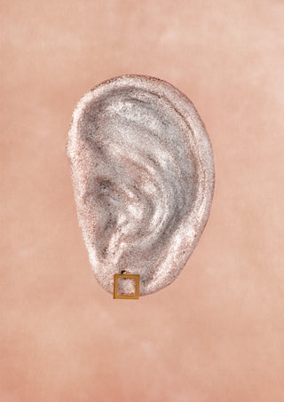 Golden square stud earrings